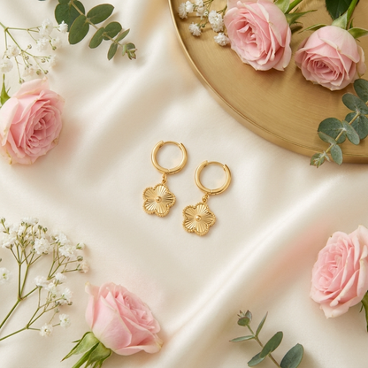 Gia Clover Earrings – 18K Gold Lucky Clover Drop Earrings