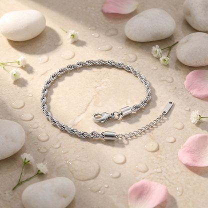 Solara rope chain anklet – twisted 18K gold ankle bracelet