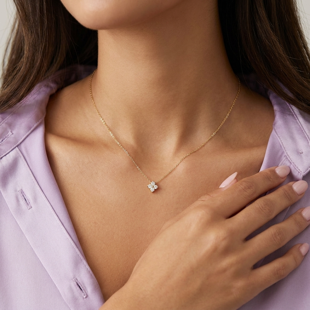 Isla Spark Necklace – 18K Gold Crystal Pendant Necklace
