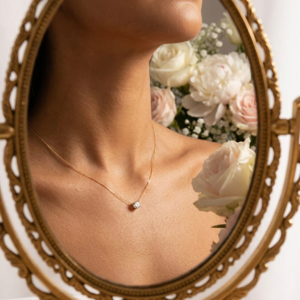 Yara Circle Necklace – 18K Gold Crystal Circle Pendant Necklace