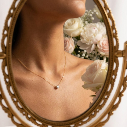Yara Circle Necklace – 18K Gold Crystal Circle Pendant Necklace