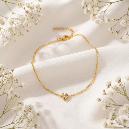 Mireille heart charm anklet – 18K gold ankle bracelet
