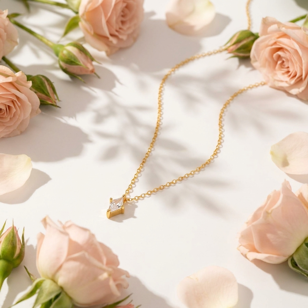 Lyra Crystal Necklace – 18K Gold Crystal Pendant Necklace
