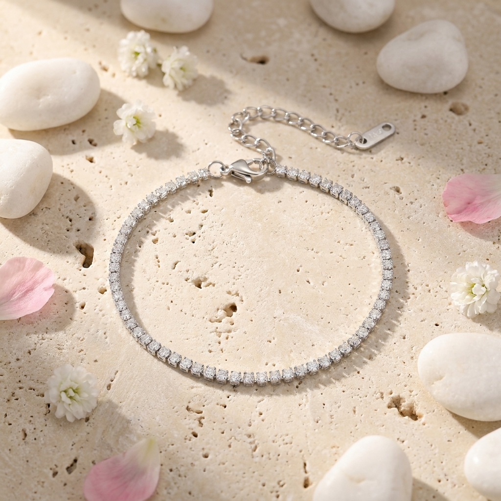 Zaria Tennis Bracelet – 18K Gold Waterproof Everyday Bracelet