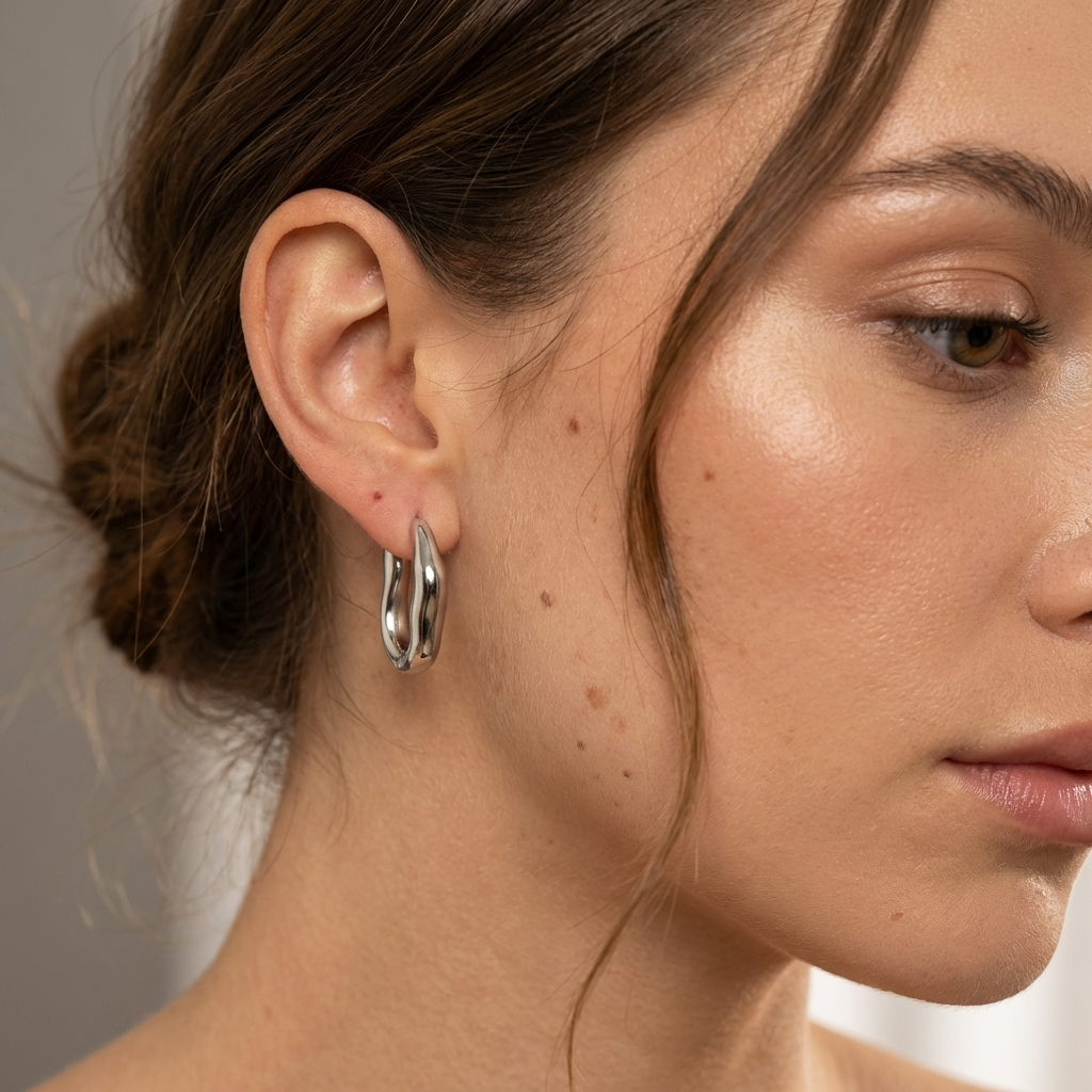 Sana Hoop Earrings – 26mm 18K Gold Waterproof Oval Hoop Earrings