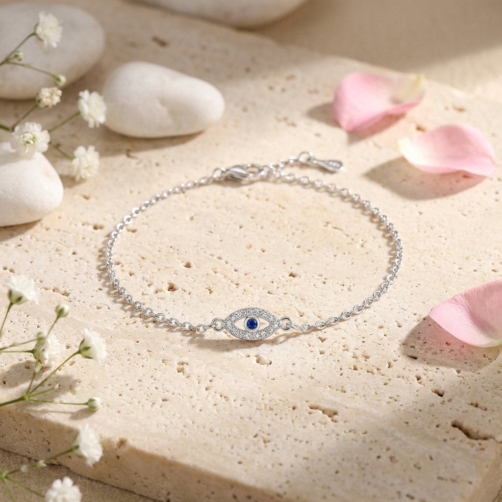Zara Evil Eye Bracelet – 925 Sterling Silver Protection Charm Bracelet