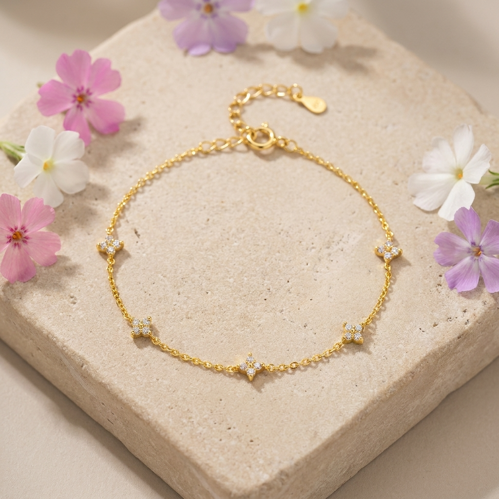 Chiara Crystal Bracelet – 925 Sterling Silver Delicate Crystal Bracelet