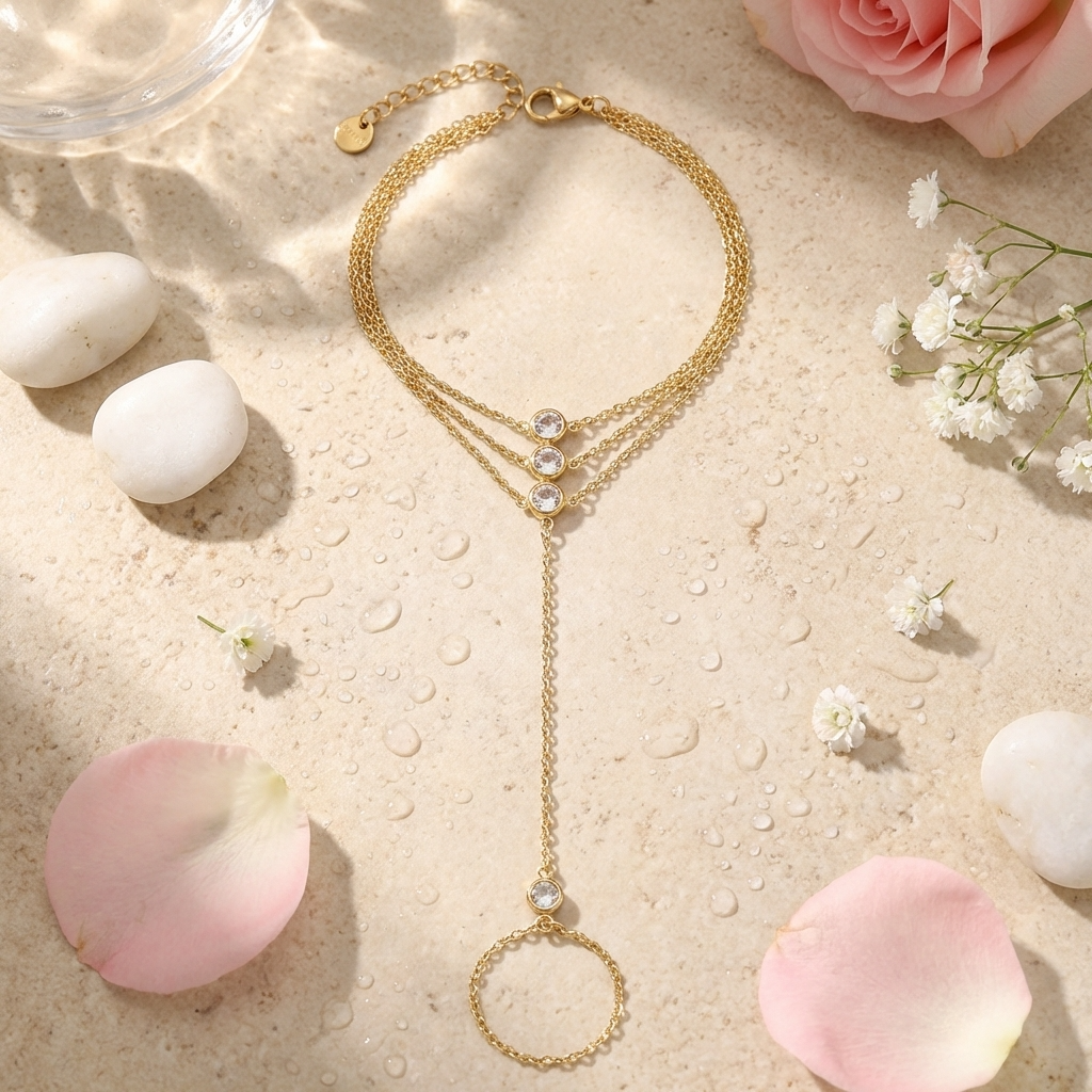 Arielle Bead Bracelet – 18K Gold Crystal Beaded Waterproof Bracelet