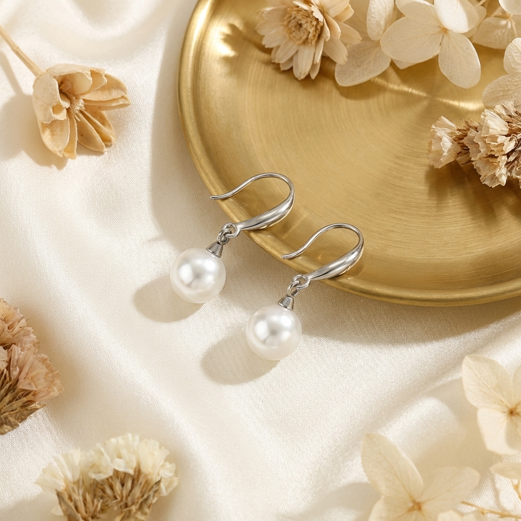 Alba Pearl Earrings – 18K Gold Freshwater Pearl Drop Earrings