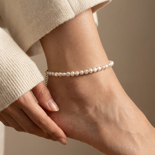 Serena natural pearl anklet – sterling silver ankle bracelet