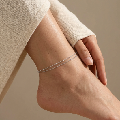 Brielle double strand gold anklet – layered ankle bracelet