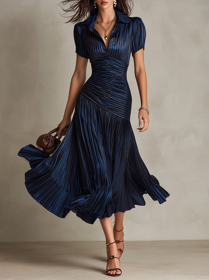 Striped Satin Midi Dress | Adriana