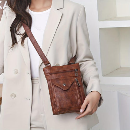 Genuine Leather Shoulder Bag for Women – Slim Vintage Handbag | Lina