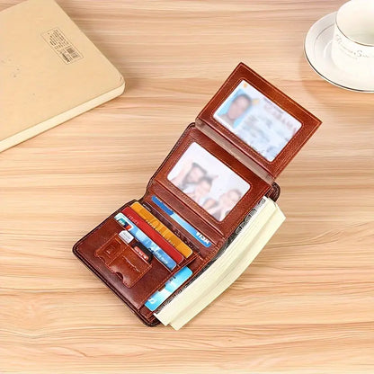 Genuine Leather RFID Wallet – Men's Slim Bifold Card Wallet