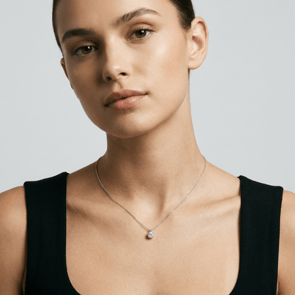 Elara Moissanite Necklace – Sterling Silver 1ct Solitaire Pendant Necklace