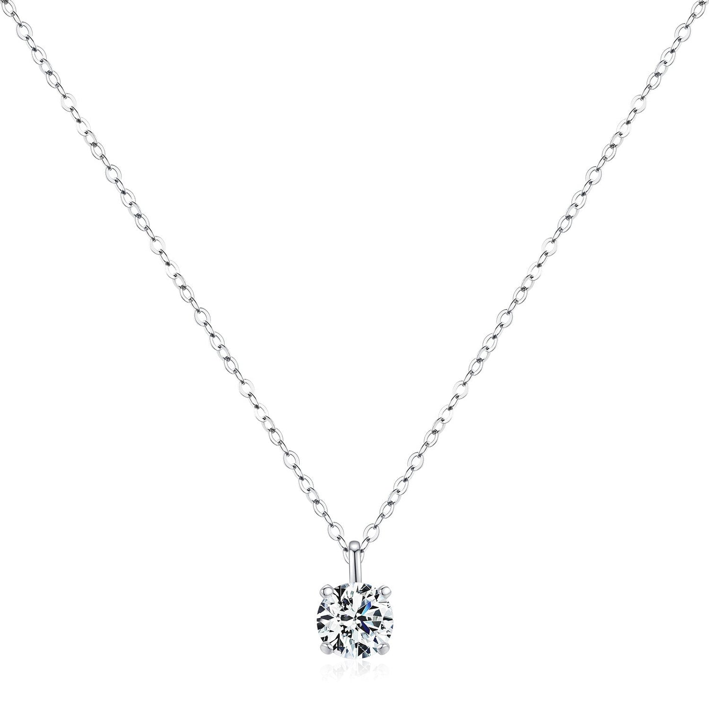 Elara Moissanite Necklace – Sterling Silver 1ct Solitaire Pendant Necklace