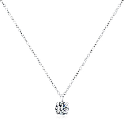 Elara Moissanite Necklace – Sterling Silver 1ct Solitaire Pendant Necklace