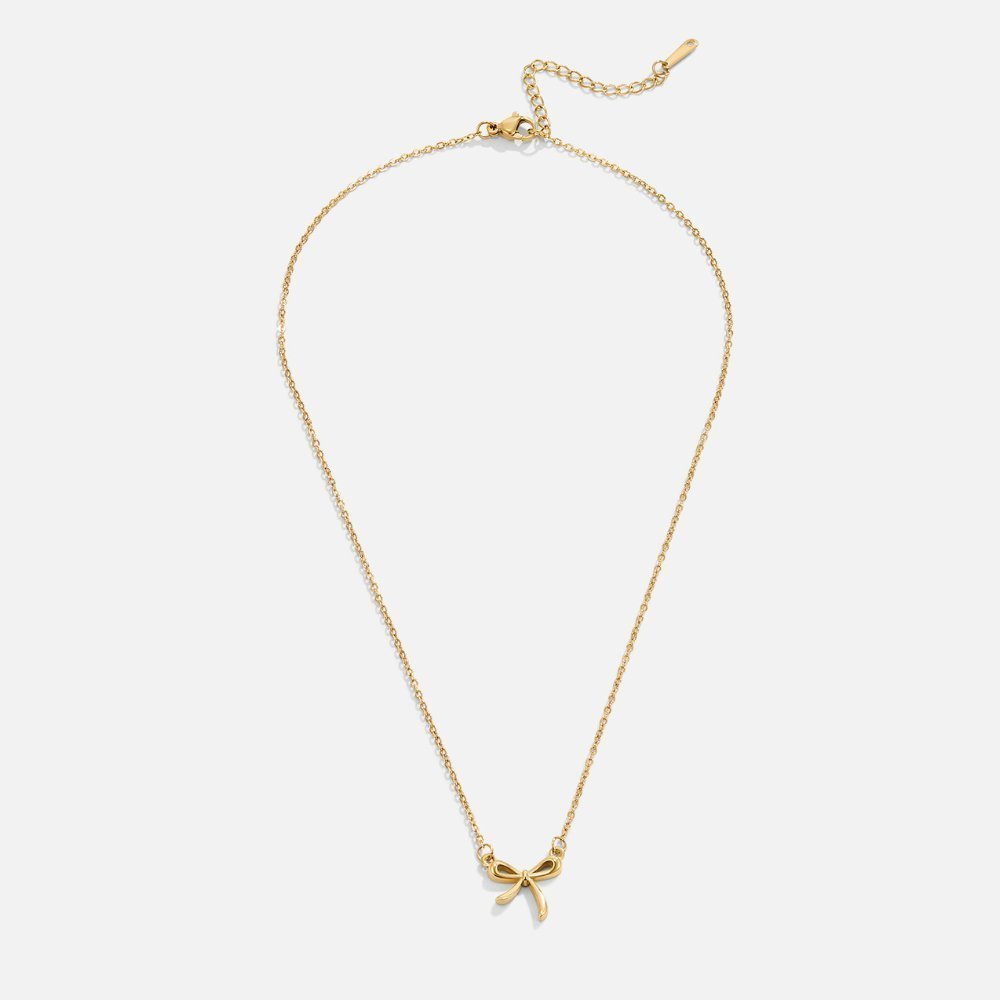 Elegant Bow Necklace – 18K Gold Minimal Bow Pendant Necklace