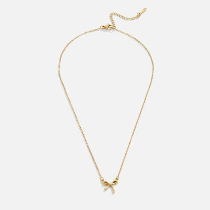 Elegant Bow Necklace – 18K Gold Minimal Bow Pendant Necklace