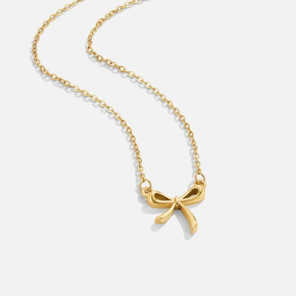 Elegant Bow Necklace – 18K Gold Minimal Bow Pendant Necklace