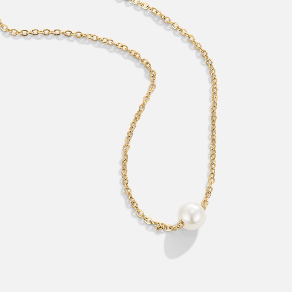 Elegant Pearl Necklace – 18K Gold Freshwater Pearl Pendant Necklace