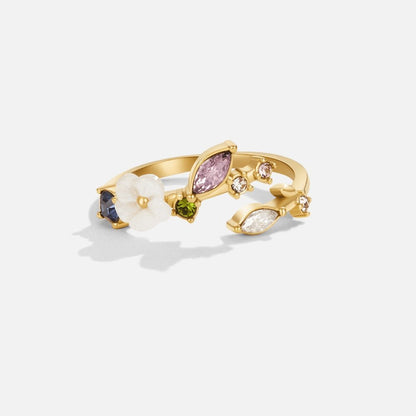 Elodie Blossom Ring – 18K Gold Crystal Floral Ring