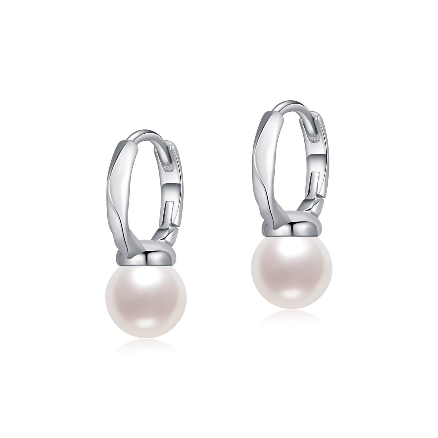 Esme Pearl Hoops – 925 Sterling Silver Freshwater Pearl Hoop Earrings