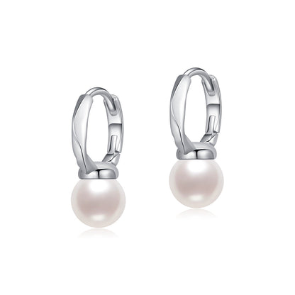 Esme Pearl Hoops – 925 Sterling Silver Freshwater Pearl Hoop Earrings