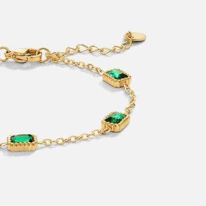 Gem Emerald Bracelet – 18K Gold Green Crystal Waterproof Bracelet