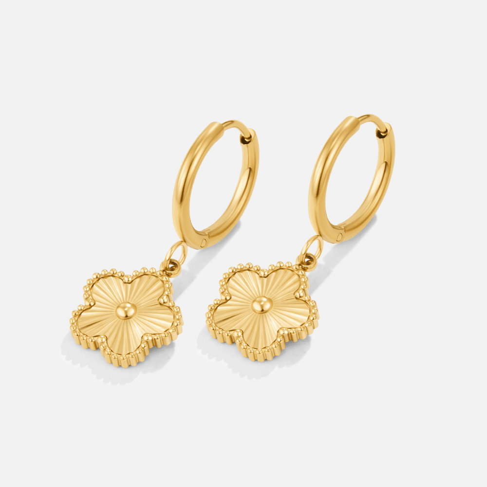 Gia Clover Earrings – 18K Gold Lucky Clover Drop Earrings