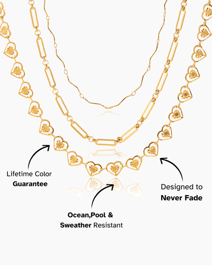 Slim Wave Link Necklace – 18K Gold Waterproof Minimalist Chain