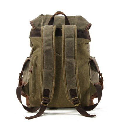 Waxed Canvas & Genuine Leather Hiking Backpack – 18L Rucksack | John