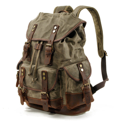 Waxed Canvas & Genuine Leather Hiking Backpack – 18L Rucksack | John