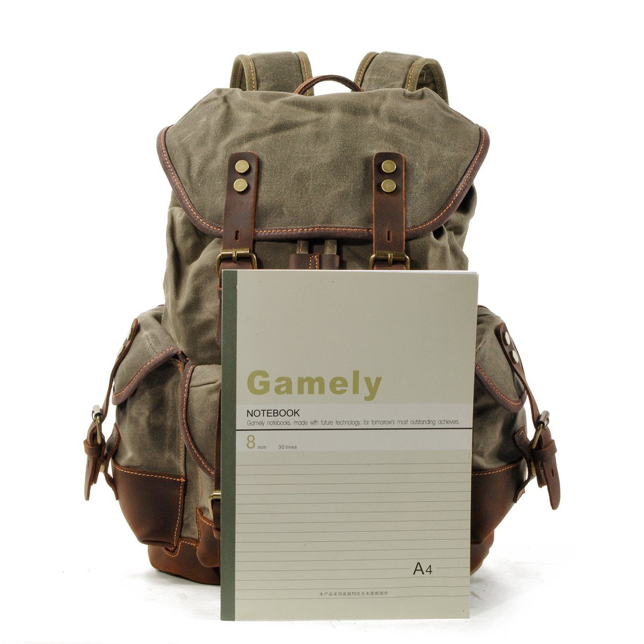 Waxed Canvas & Genuine Leather Hiking Backpack – 18L Rucksack | John