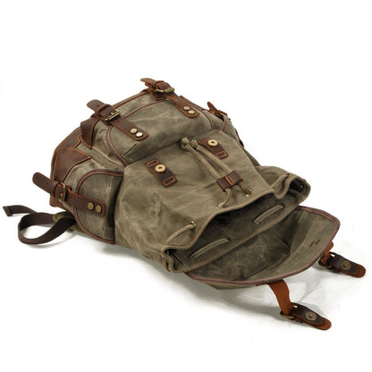 Waxed Canvas & Genuine Leather Hiking Backpack – 18L Rucksack | John
