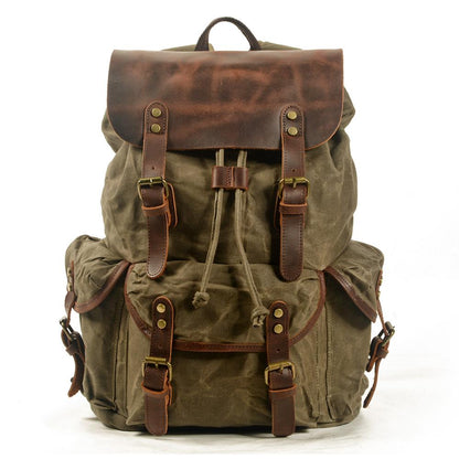 Waxed Canvas & Genuine Leather Backpack – Vintage Everyday Rucksack | James