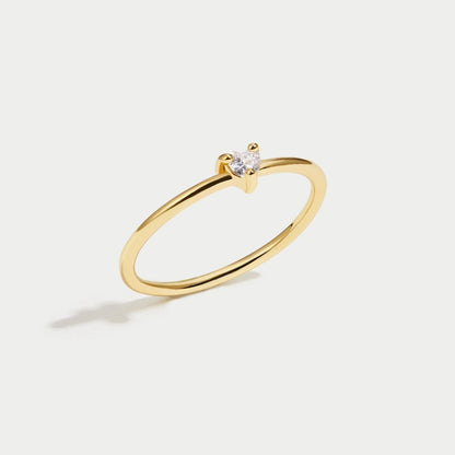 Greta Heart Ring – 18K Gold Crystal Heart Stacking Ring