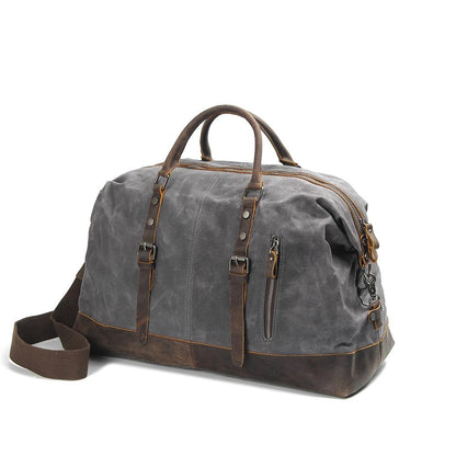 Waxed Canvas & Genuine Leather Travel Bag – 38L Duffle Weekender
