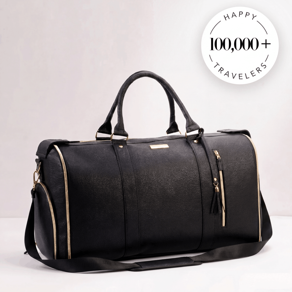 REPLACE - black bag with 100,000+ travellers badge