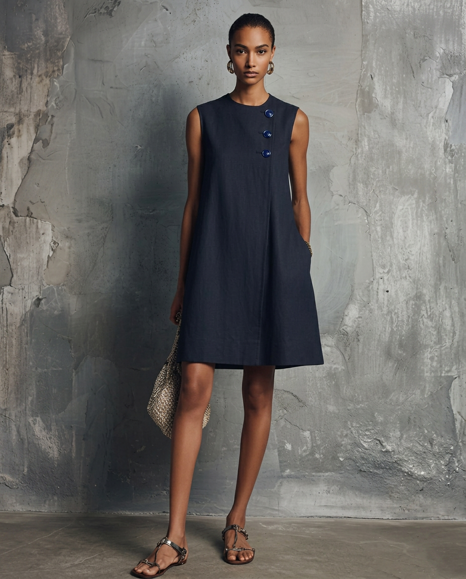 Mini Dress Button Front | Aubrey Round