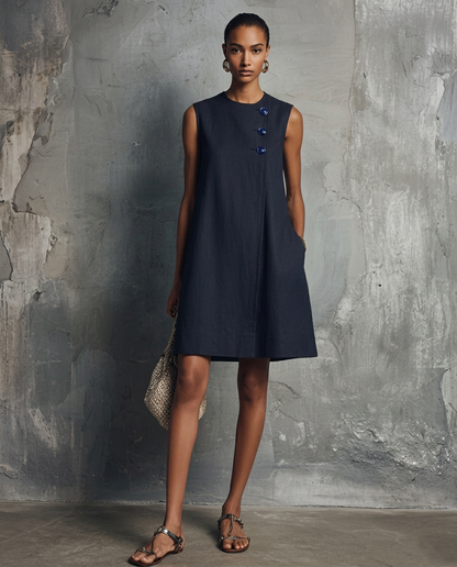 Mini Dress Button Front | Aubrey Round