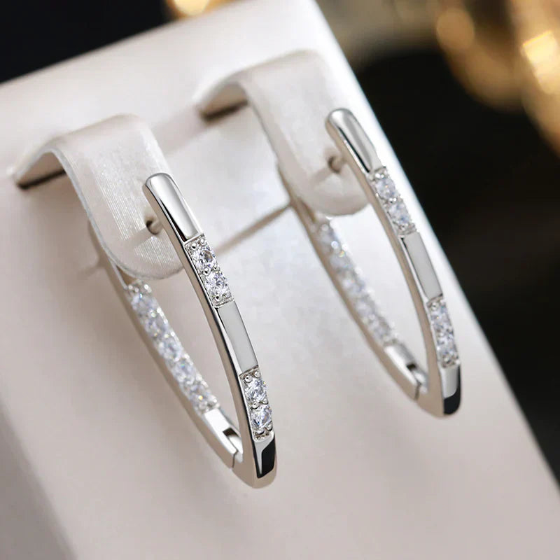 Chic V-Shaped Hoop Earrings – Gold or White Gold Finish