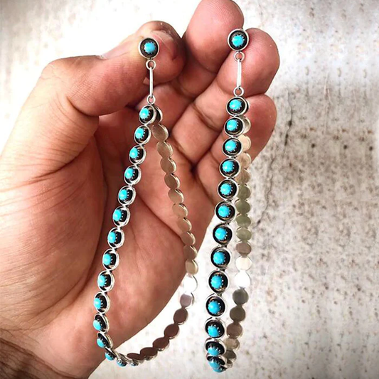 Vintage Turquoise Stone Earrings – Antique Gold Setting