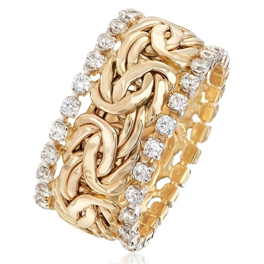Vintage Braided Zirconia Ring – Gold Tone, Sizes 5 to 11