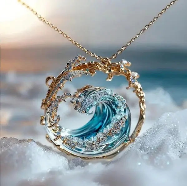 Ocean's Oath Necklace – Wave Pendant in Gold or Silver