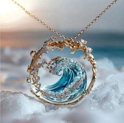 Ocean's Oath Necklace – Wave Pendant in Gold or Silver
