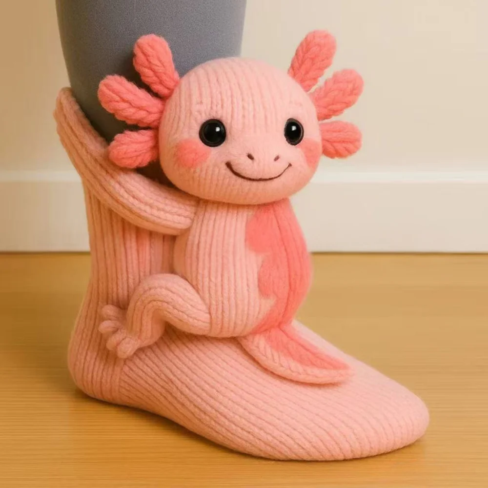 Fun 3D Animal Cosy Socks – Non-Slip Sole, One Size