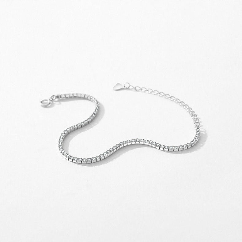 Inaya Tennis Bracelet – 925 Sterling Silver Platinum Crystal Bracelet