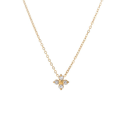 Iris Clover Necklace – 18K Gold Crystal Lucky Clover Pendant Necklace