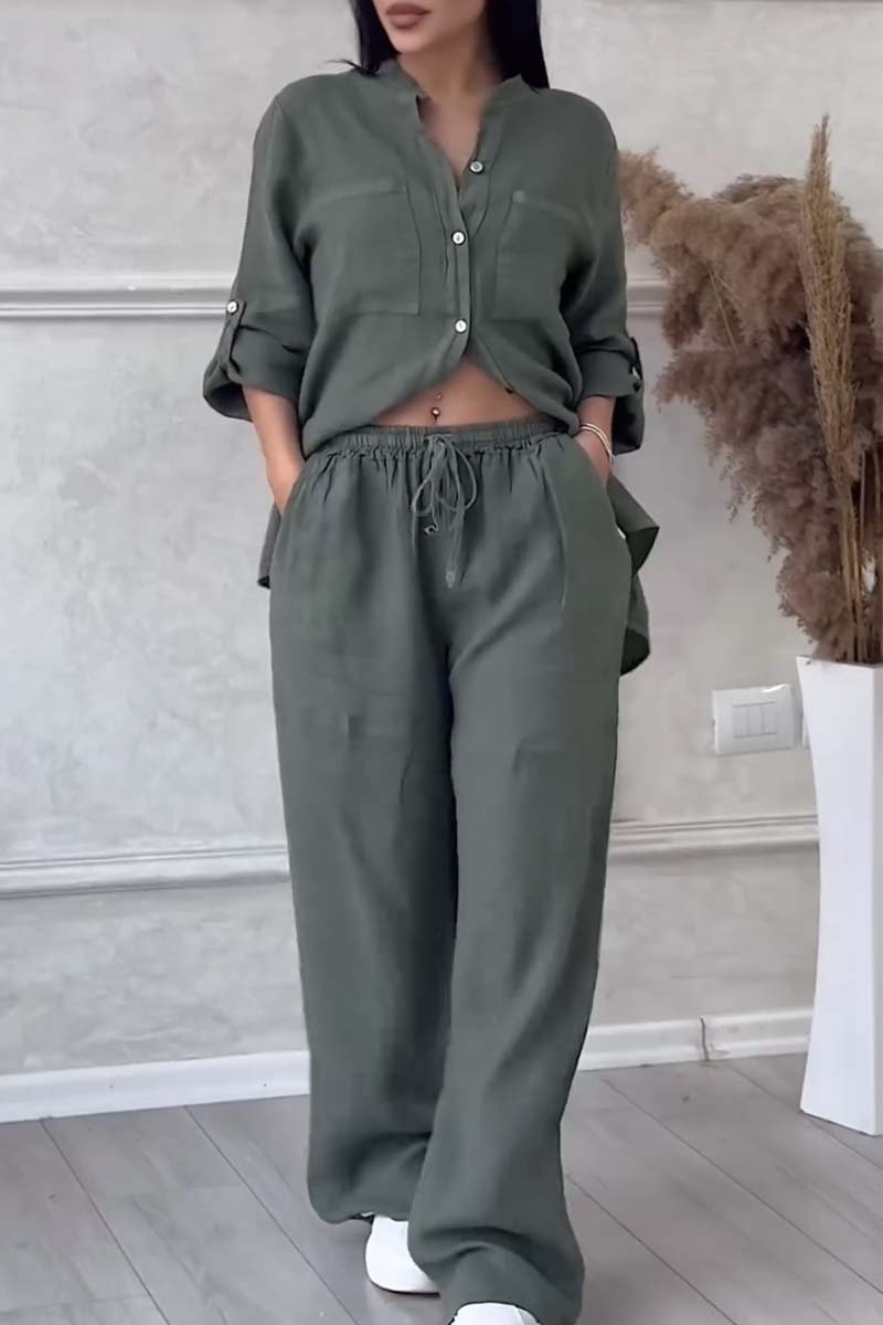 Lara Casual Cotton and Linen Pants Set